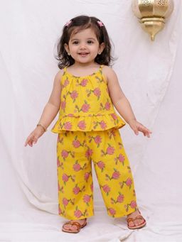 BownBee - Infant Yellow Pure Cotton Top with Palazzo
