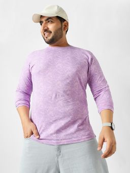 Urbano Plus - Mens Lavender Printed Full Sleeve Regular Fit Cotton T-Shirt