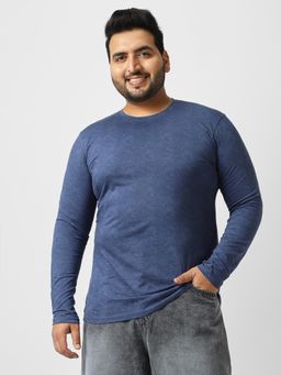 Urbano Plus - Mens Mood Blue Printed Full Sleeve Regular Fit Cotton T-Shirt