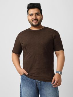 Urbano Plus - Mens Chicory Coffee Printed Half Sleeve Regular Fit Cotton T-Shirt