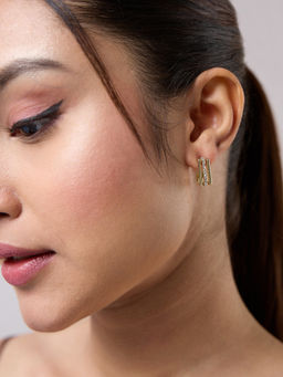 Pipa Bella by Nykaa Fashion - Gold Square Diamante Mini Hoop Earrings