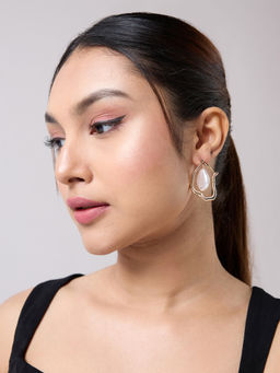Twenty Dresses by Nykaa Fashion - Gold and White Pearl Drop Earrings