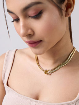 Twenty Dresses by Nykaa Fashion - Gold Double Layered Knotted Necklace