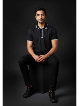 Calvin Klein - The Velvet Hour Black Solid Polo T-Shirt