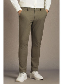 Louis Philippe - Men Brown Textured Flat Front Casual Trouser