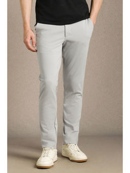 Louis Philippe - Men Grey Solid Flat Front Formal Trouser