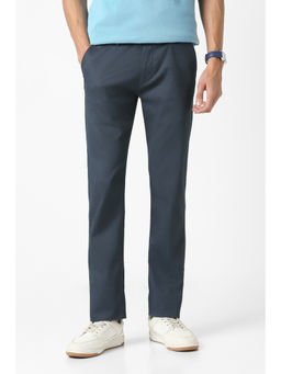 Peter England - Men Navy Blue Super Slim Fit Casual Trouser