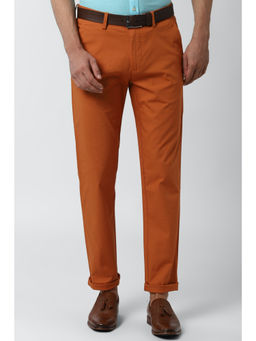 Peter England - Men Orange Solid Super Slim Fit Chino Casual Trouser
