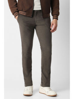 Van Heusen - Men Brown Textured Casual Trouser