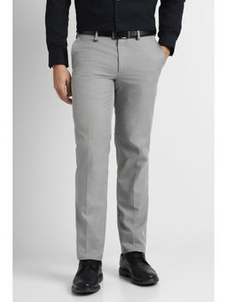 Van Heusen - Men Grey Solid Flat Front Formal Trouser