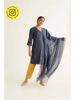 Ancestry - Neel Strip Dupatta