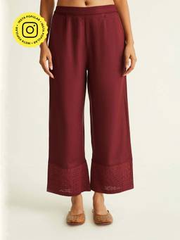 Ancestry - Ameena Schiffli Wine Pants