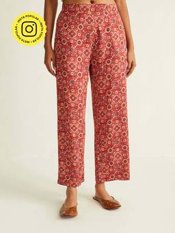 Ancestry - Ajrakh Floral Maroon Pants