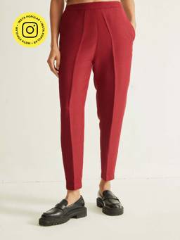 Ancestry - Maroon Solid Straight Trousers