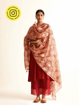Ancestry - Kaashi Maroon Printed Dupatta