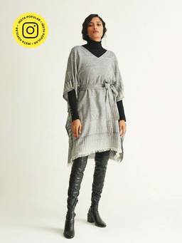 Ancestry - Grey Fall Printed Kaftan with Belt (Set of 2)