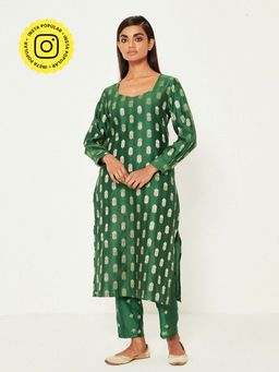 Ancestry - Straight Green Brocade Kurta