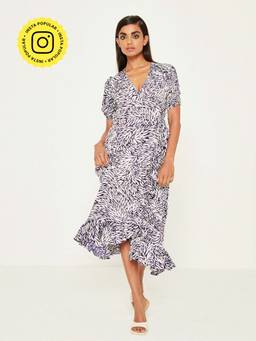 Ancestry - Leaf Print Ruffle Dress