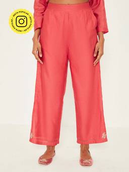 Ancestry - Coral Embroidered Straight Trouser