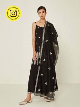 Ancestry - Black Dori Embroidered Dupatta