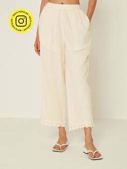 Ancestry - Cotton Crinkle Pattern Straight Pant