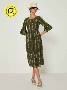 Ancestry - Green Ikat Print Dress