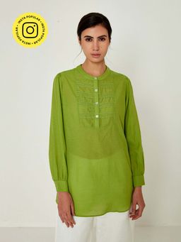 Ancestry - Green Solid Straight Tunic