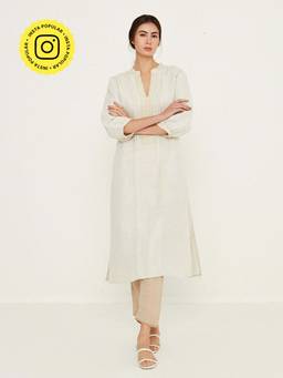 Ancestry - Beige Solid Straight Pants