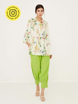 Ancestry - Off White Floral Printed Tunic