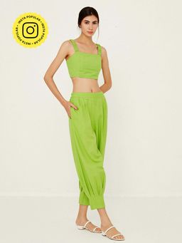 Ancestry - Green Solid Crop Top