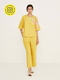 Ancestry - Yellow Straight Solid Pants