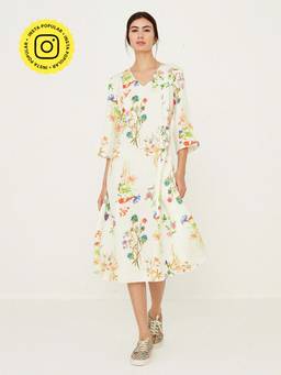 Ancestry - Off White Floral Printed Dress