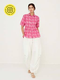 Ancestry - White Solid Dhoti Pants