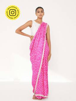 Ancestry - Pink Bandhani Printed Saree