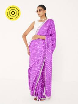 Ancestry - Purple Bandhani Printed Saree