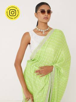 Ancestry - Green Bandhani Printed Saree