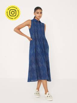 Ancestry - Blue Printed Midi Dress