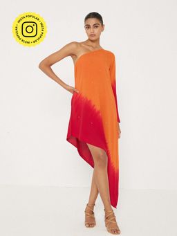 Ancestry - Orange Embellished Asymmetric Dress