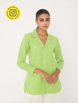 Ancestry - Green Solid Straight Tunic