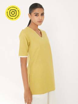 Ancestry - Yellow Solid Straight Kurti