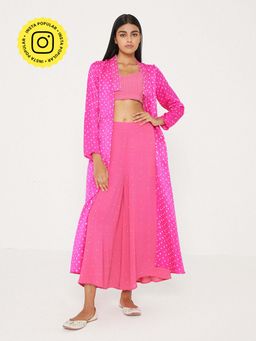 Ancestry - Pink Bandhani Print Co-Ord (Set of 3)