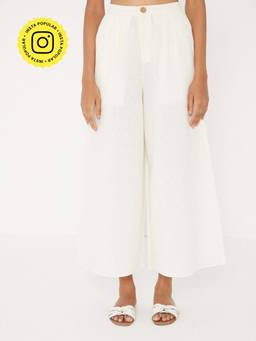 Ancestry - White Solid Wide Pant