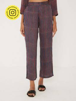 Ancestry - Wine Stripes Straight Pant
