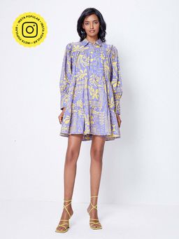 Ancestry - Purple Printed Mini Dress