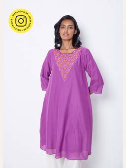 Ancestry - Purple Embroidered Straight Kurta