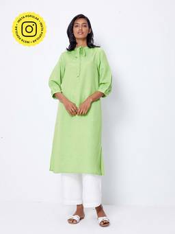 Ancestry - Green Straight Solid Kurta