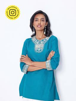 Ancestry - Teal Dori Work Embellished Kurti