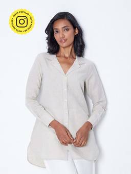 Ancestry - Beige Solid Straight Tunic