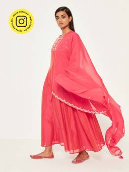 Ancestry - Pink Embroidered Dupatta