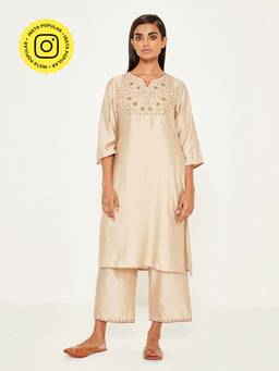 Ancestry - Beige Embellished Straight Kurta